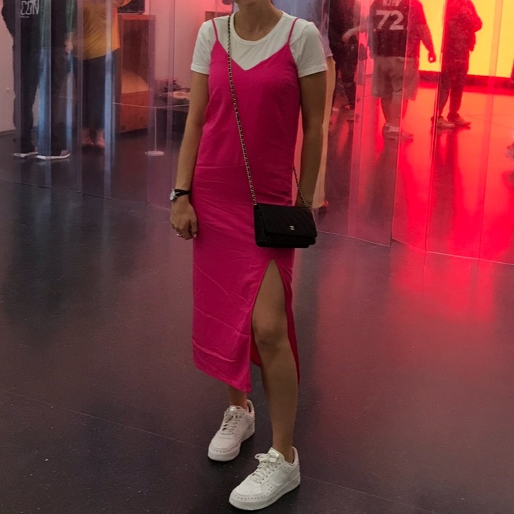 Pink midi dress